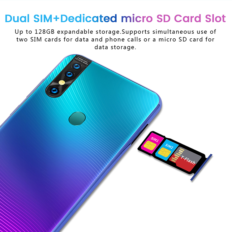 Cheap price 6.3" Quad core 2+16GB mobile phone with dual sim support 128GB TF card unlocked Cellphone Support customization