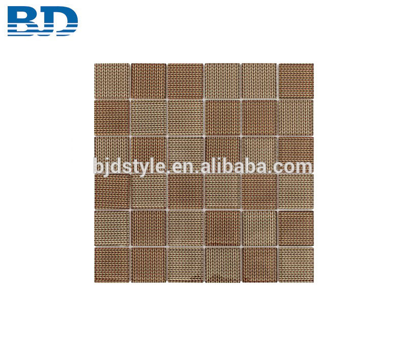 8mm Weave Texture Brown Glass Mosaic Tile