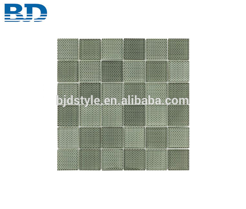 48x48mm Plait Pattern Green Glass Mosaic Tile
