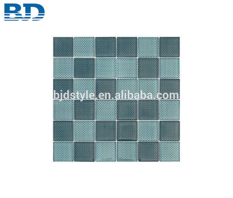48x48mm Plait Pattern Green Glass Mosaic Tile