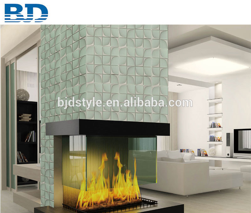 Fireplace Backsplash White Silver Mosaic Tile Glass