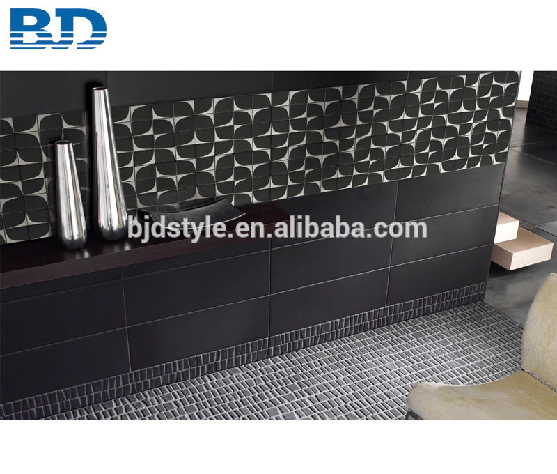 New Design Black Square and Silver Edge Mosaic Glass Tiles