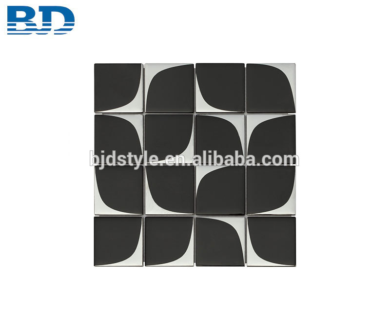 New Design Black Square and Silver Edge Mosaic Glass Tiles