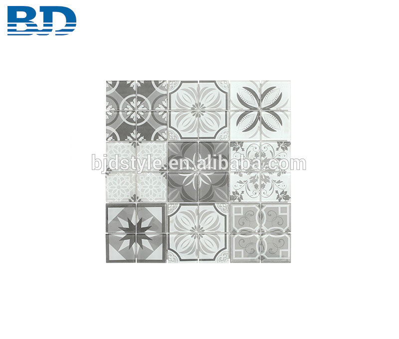 China Modern Flower Pattern Glass Subway Tile