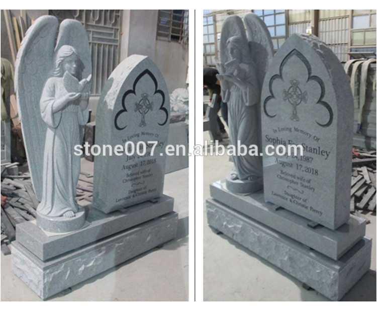 Customized Made Angel with Pigeon Granite Headstone