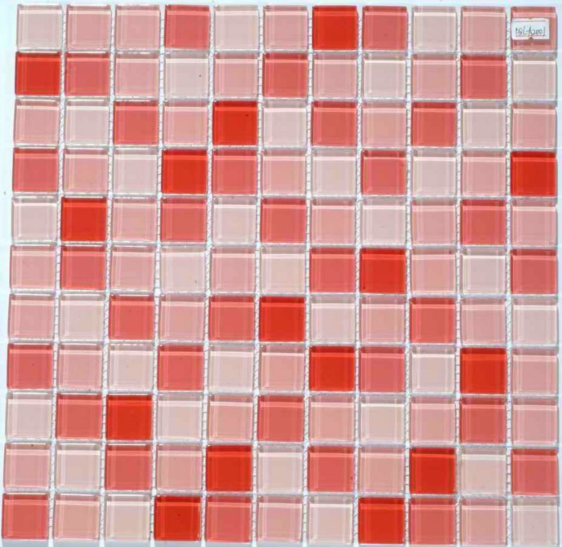 Pink square floor tile Glass mosaic, 4mm thickness