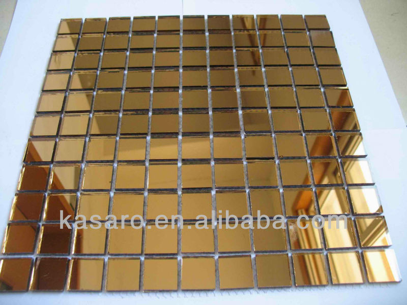 Square Mirror Golden Color Glass Mosaic tile