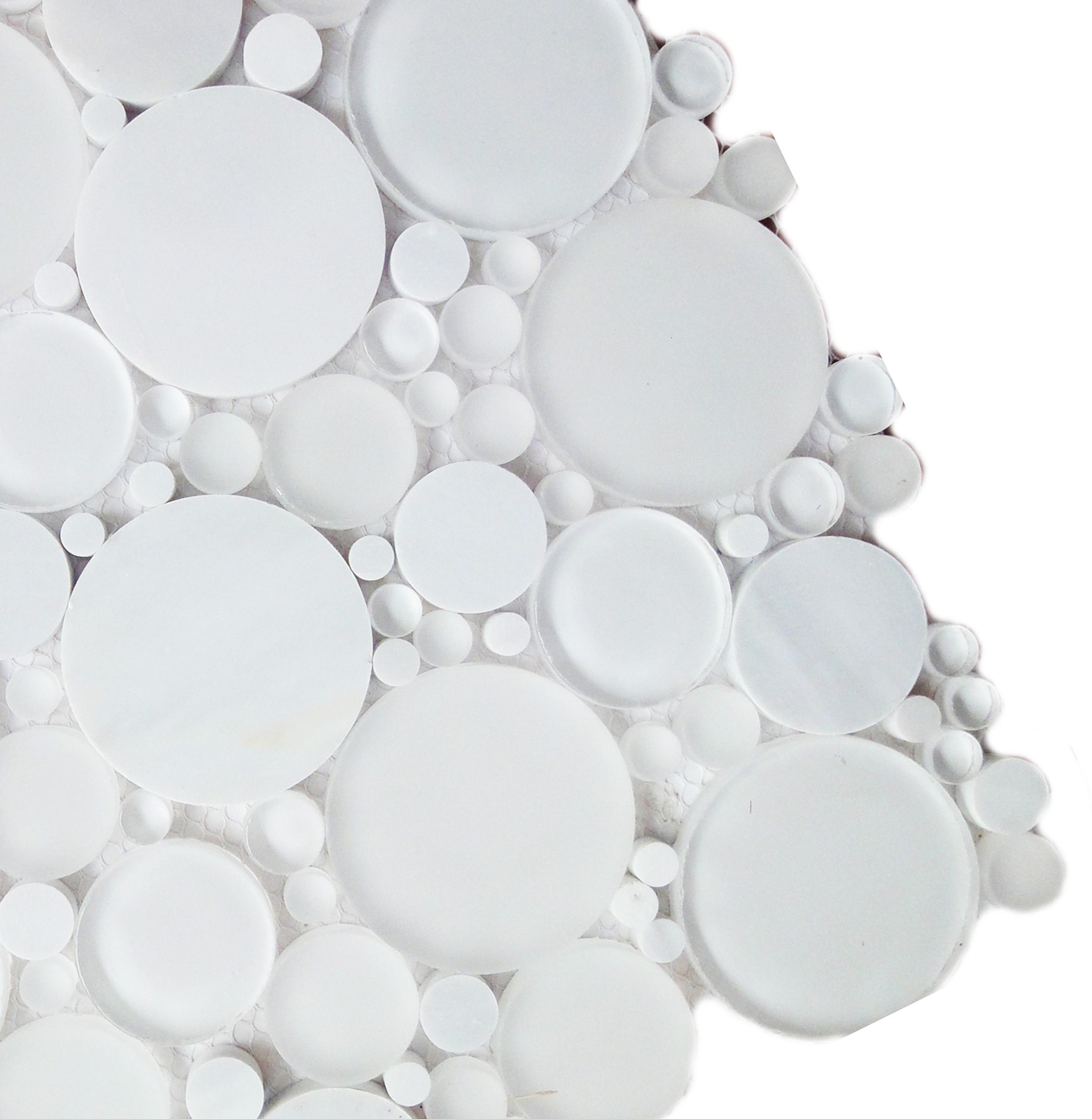 Fashionable Pure White Hoof Round Glass Mosaic Tiles
