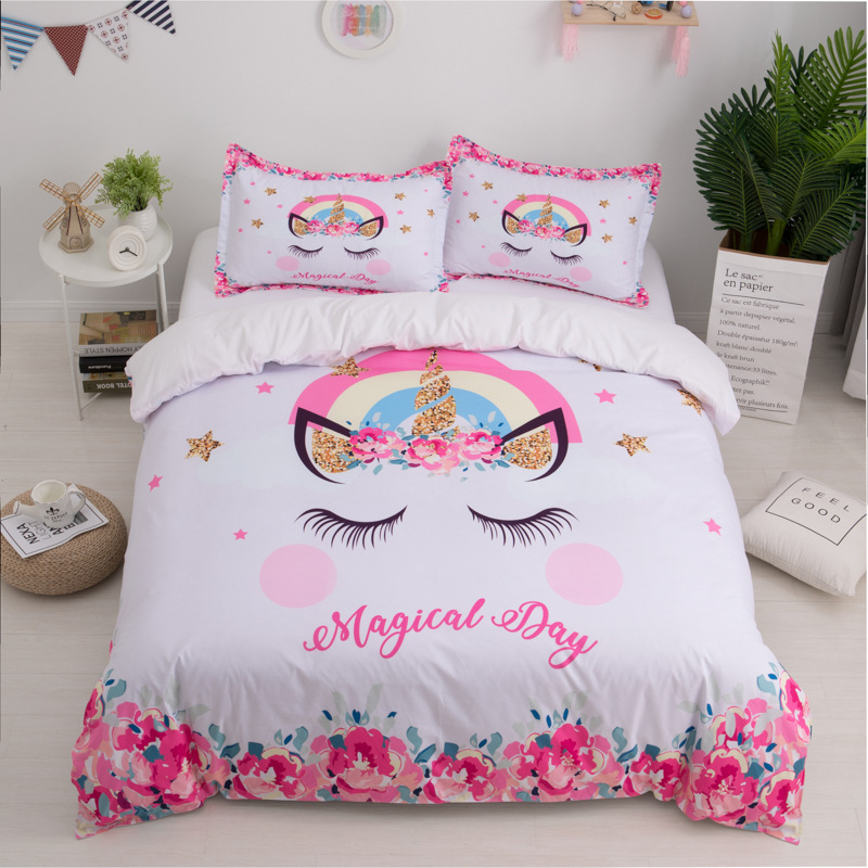 New Design Personalized Blue Grey Pink Bedding Set
