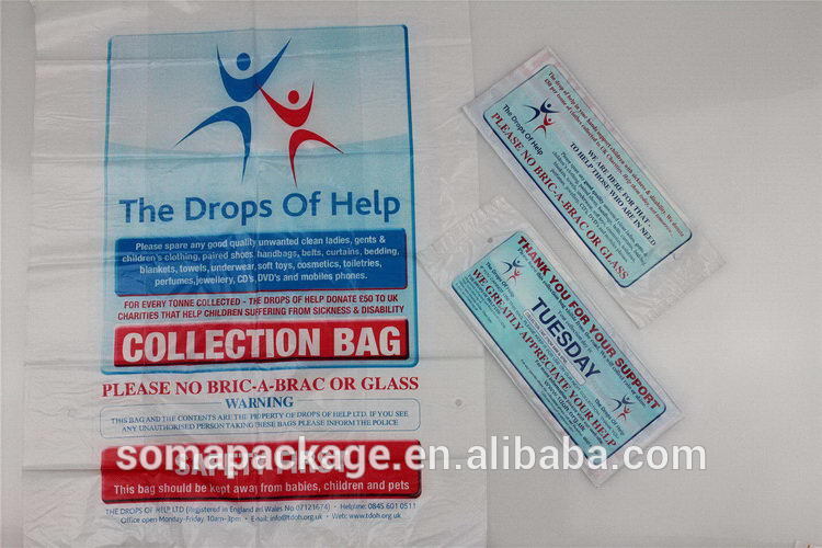Aesthetic appearance new design plastic charity donation bags