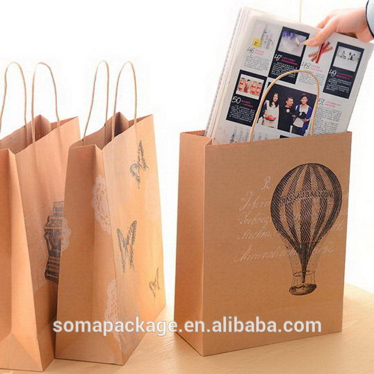 Modern and elegant in fashion hot sell custom craft paper gift bag