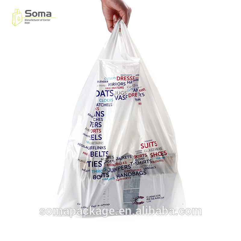 Quality primacy hot sale t shirt plastic charity bag