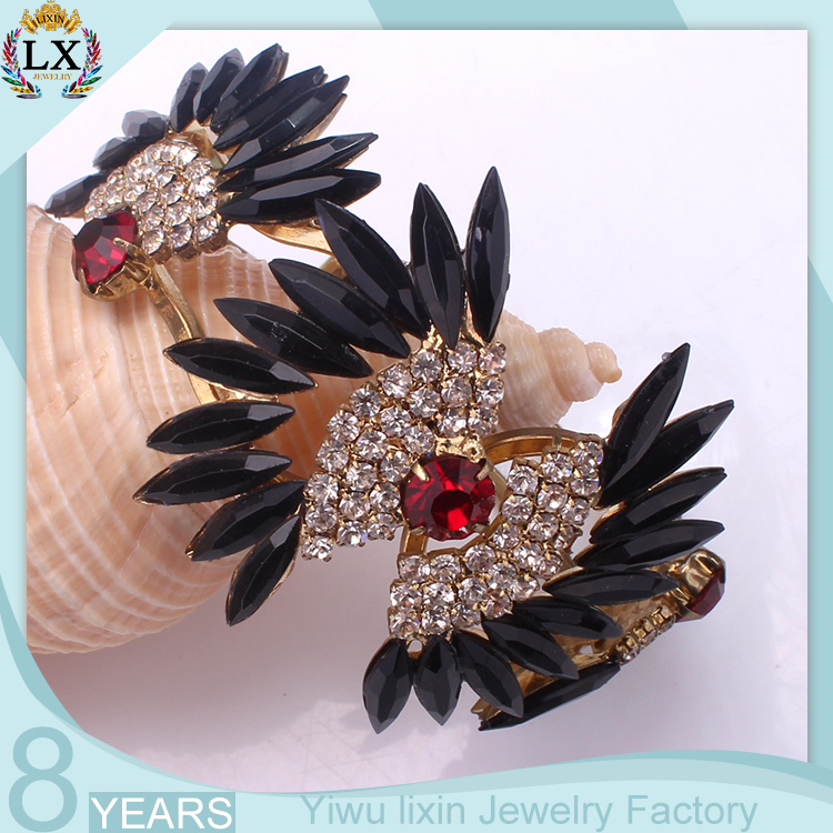 BLX-00393 luxury gold plating alloy ruby rhinestone bangle bracelet adjustable bracelet clasp blue gem bangles