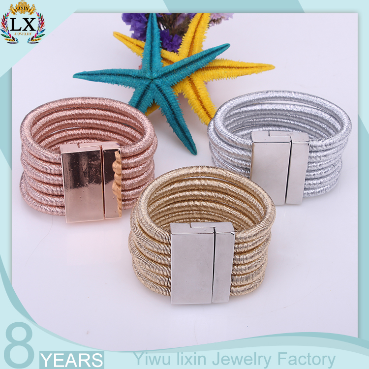 BLX-00268 HOT clap design multi color layered magnet coil bracelet fashion bangle for woman