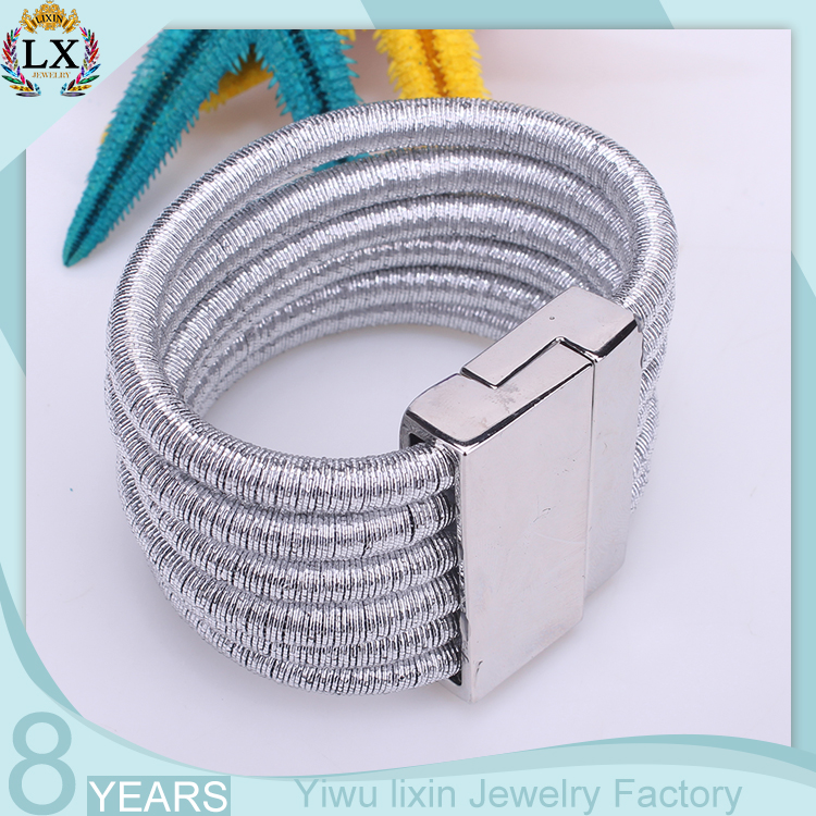 BLX-00268 HOT clap design multi color layered magnet coil bracelet fashion bangle for woman