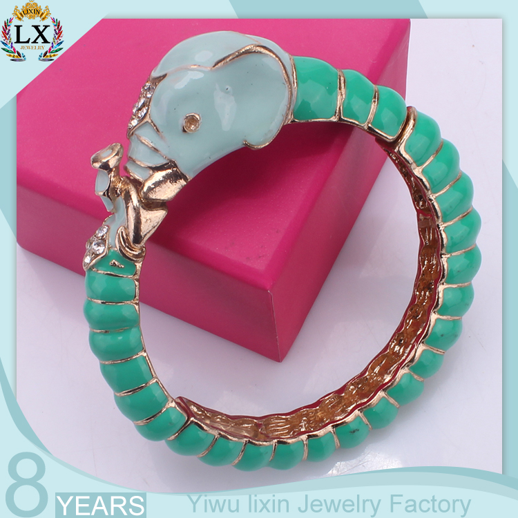 BLX-00478 Cute elephant shape design wholesale alloy handmade animal enamel bracelet bangle