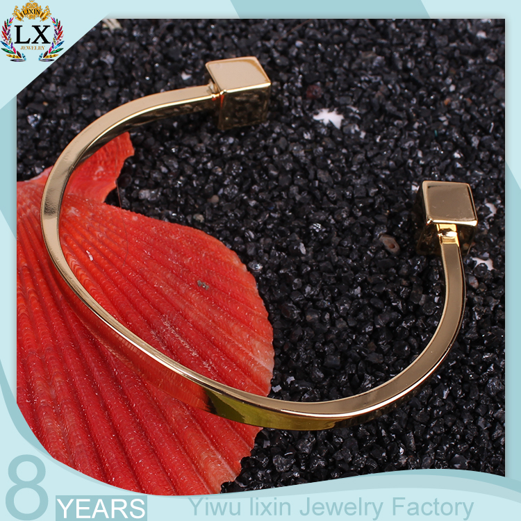 BLX-00296 wholesale simple gold bangle designs gold open bracelet cube bangle