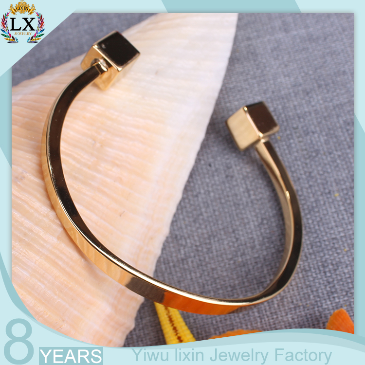 BLX-00296 wholesale simple gold bangle designs gold open bracelet cube bangle