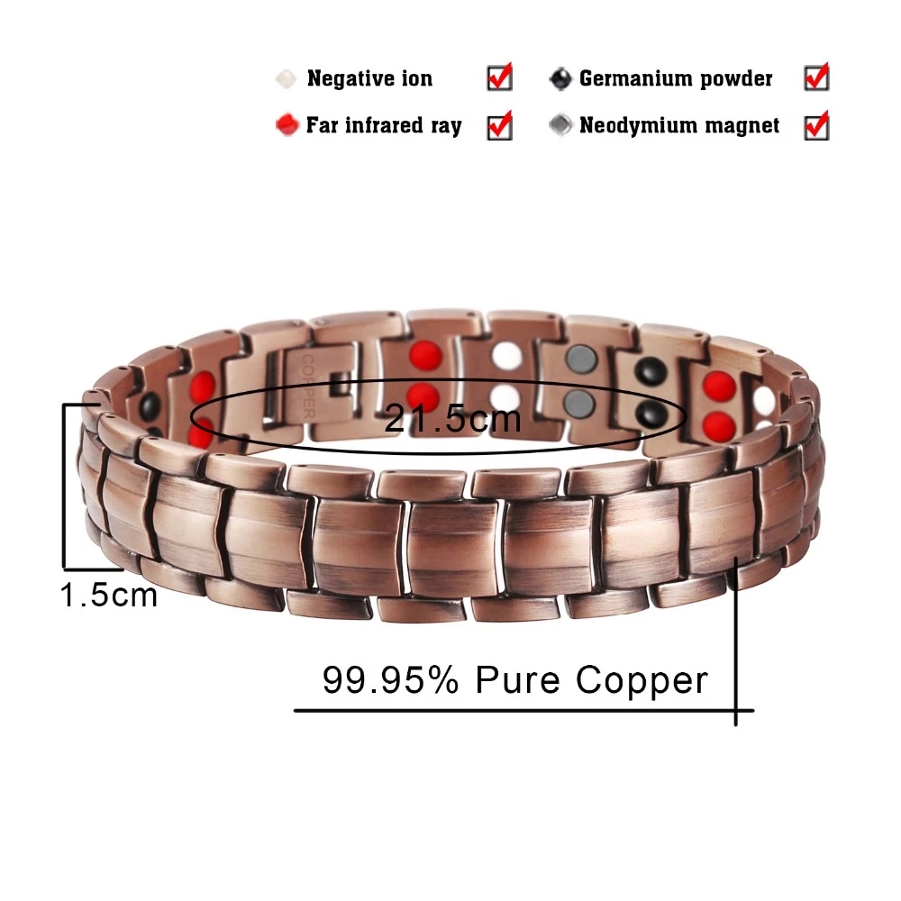 Double Row 4 IN 1 Bio Elements Energy 99.95% Pure Copper Magnetic Bracelets