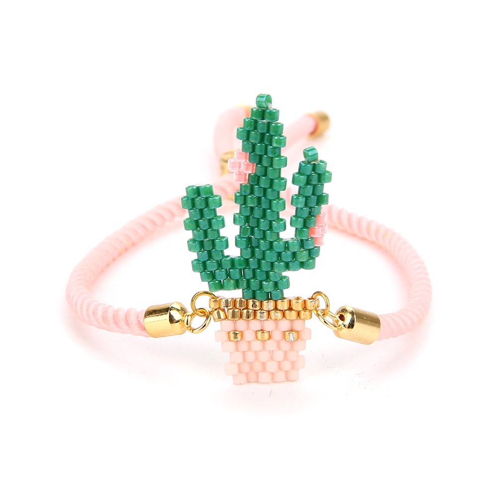 MI-S180038 Moyamiya Miyuki delica seed bead cactus cacti woven jewelry set of necklace earrings bracelets mexican boho trending