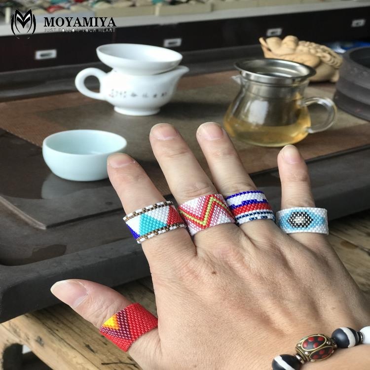 MI-R180026 Moyamiya Fashion Wholesale Seed Resin India Fancy Custom Sets Floral Finger Ring Jewelry Making Supplies