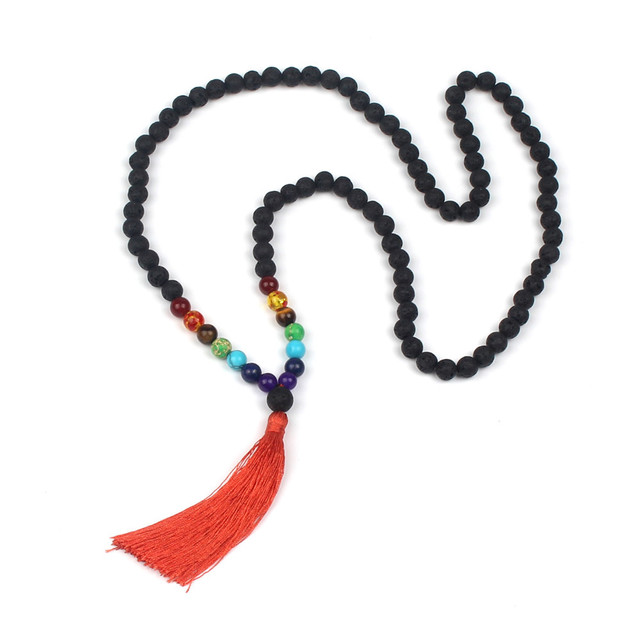 B-N180042D Moyamiya energy meditation yoga boho style beads necklace with tassel necklace bohemian chain necklace charms