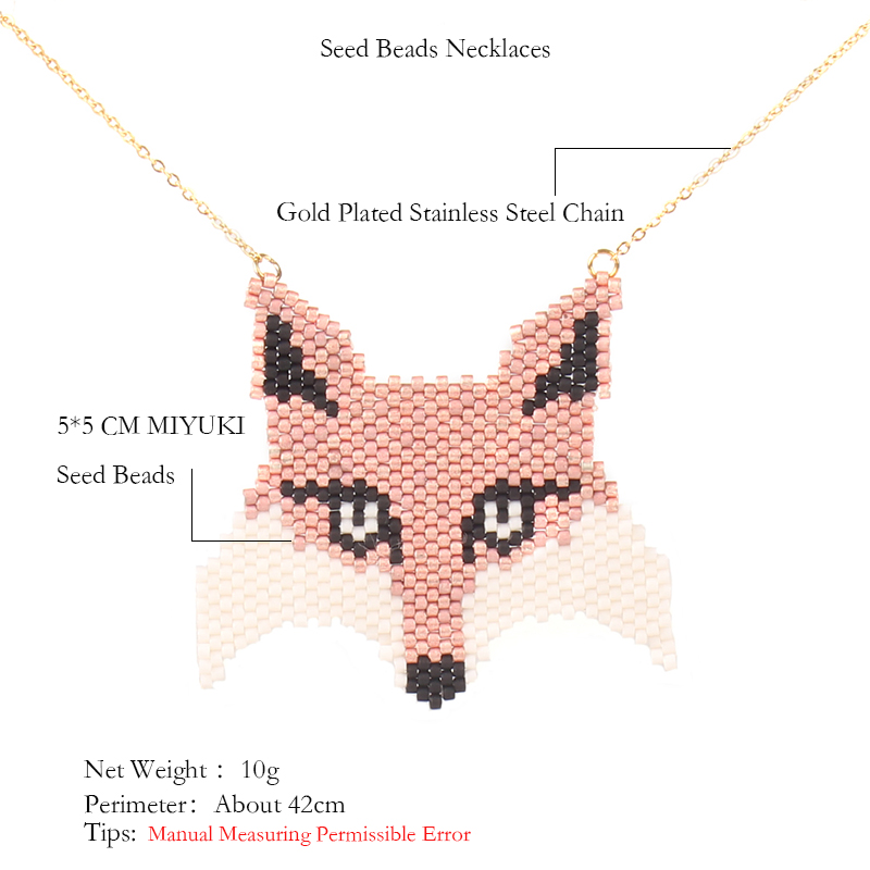 MI-P180037 Moyamiya Lovely Fox Animal Delica Custom Handmade Miyuki Shanghai Cheap Pendant Crystal Necklace Bracelets Women
