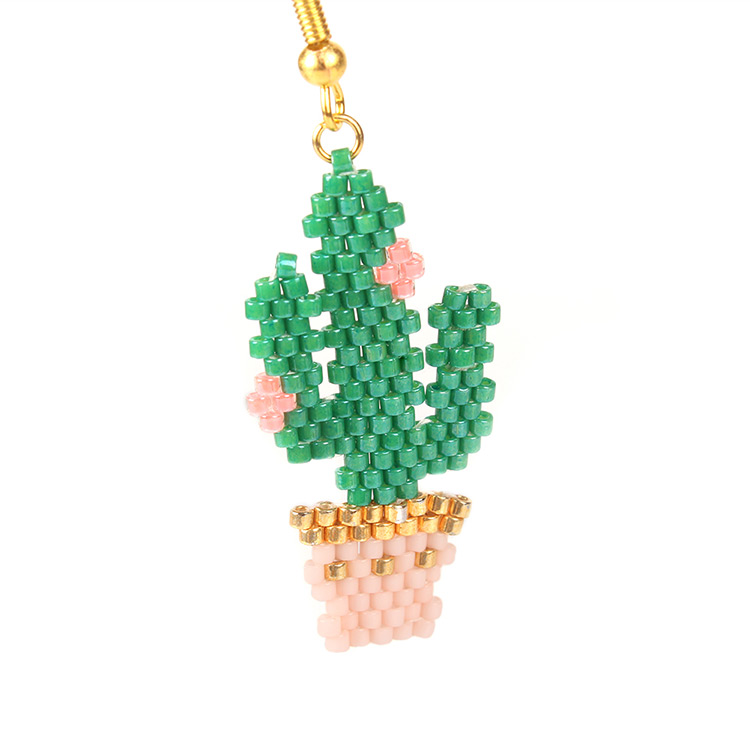 MI-S180038 Moyamiya Handmade Miyuki Jewelry Beaded Cactus Earring Bracelet Boho Bracelets Earrings Necklace Beaded Jewelry Set