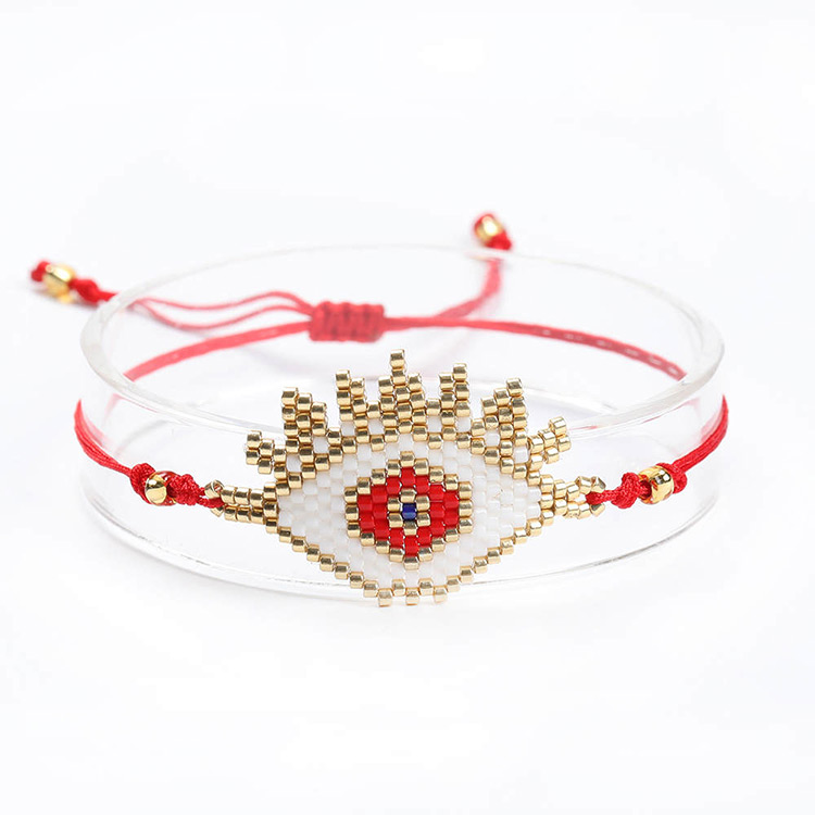 MI-S180002 Moyamiya Wholesale High Quality Ajustable Bohemian Pink Beaded Eye Evil Fashion Jewelry 2019 Bracelet Set