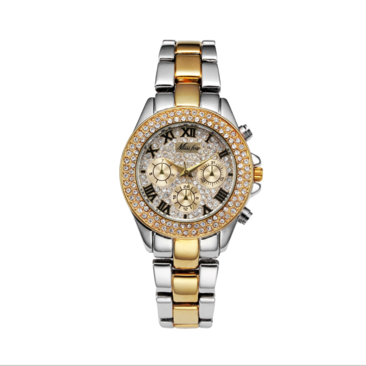 Luxury high quality Crystal Watch Bling Iced-Out Oblong Diamond Quartz  Wristwatch