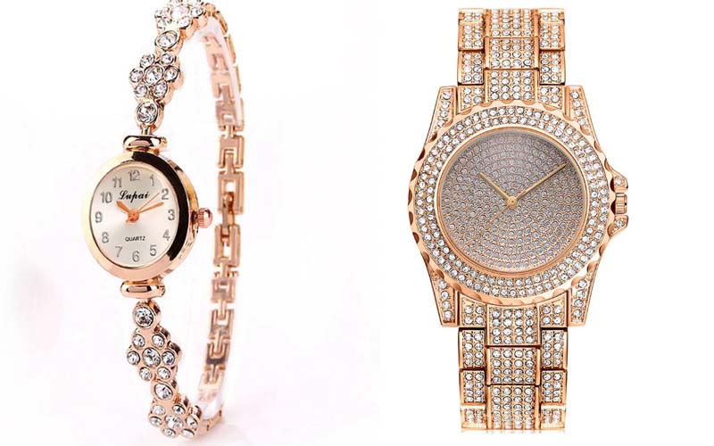 Luxury Iced Out Pave Floating Crystal Diamonds Calendar Quartz Watch