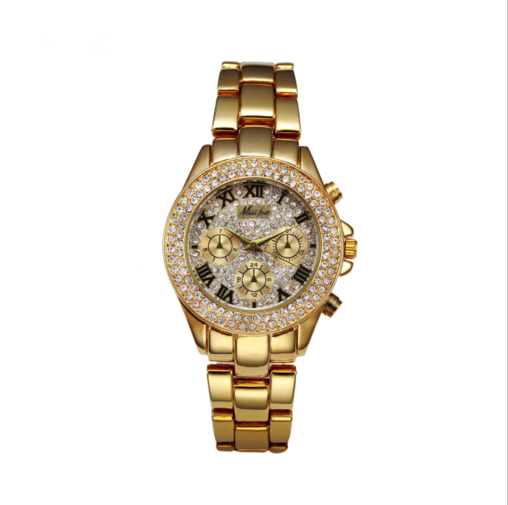 Luxury stones Bling Double Dual Rhinestone Gold Silver Rose gold HipHop Wrist Watch