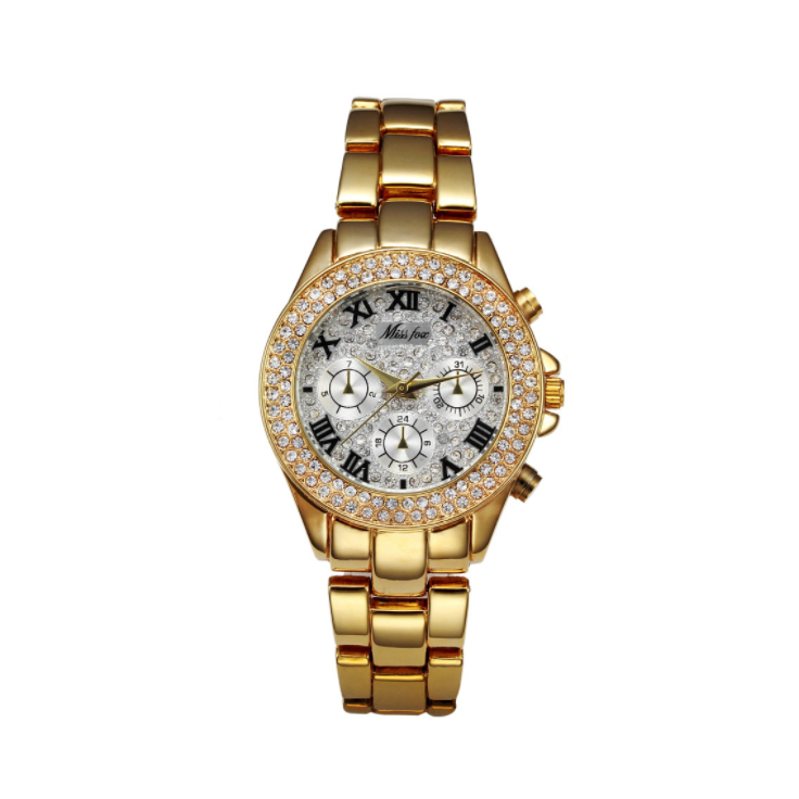 Luxury stones Bling Double Dual Rhinestone Gold Silver Rose gold HipHop Wrist Watch