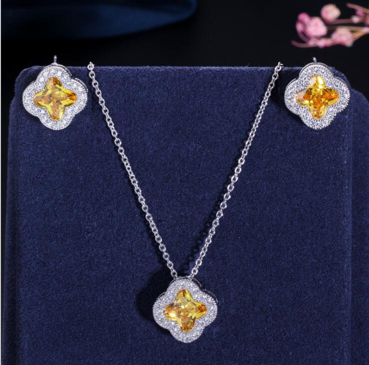 High quality four-leaf clover cz zirconia jewelry set