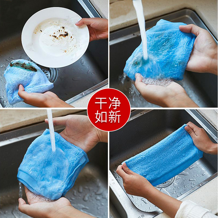 Non-stick oil dish towel bamboo fiber magic rag kitchen cleaning supplies bowl pot cleaning tool manufacturers wholesale