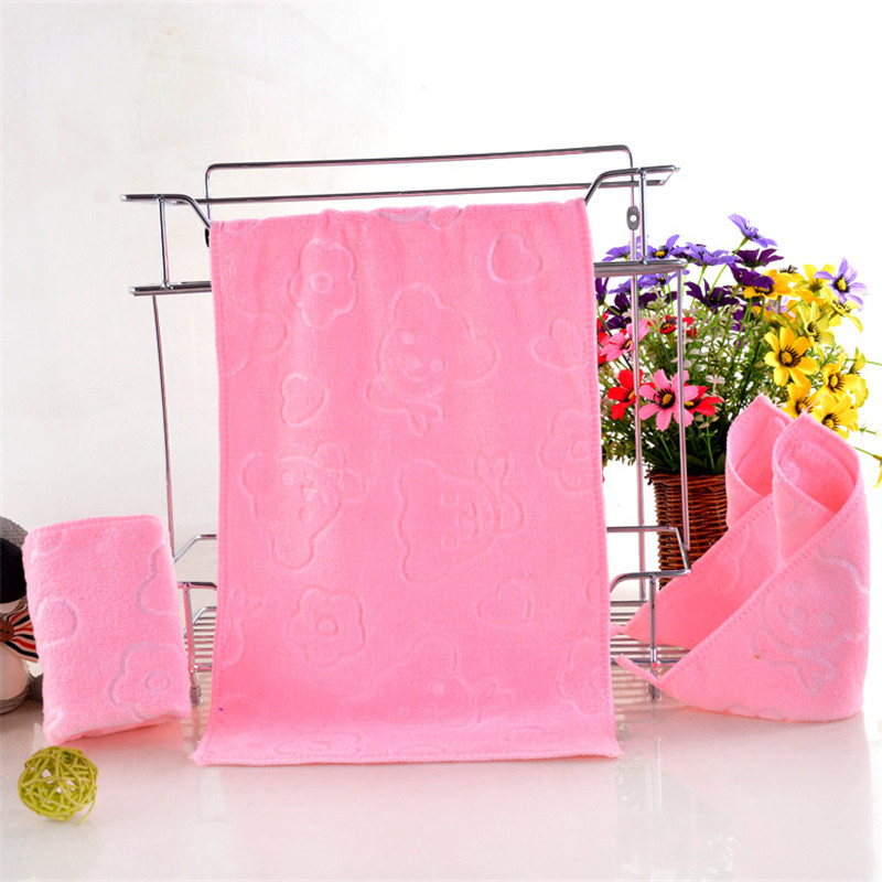 Microfiber embossed children's small towel 25x50cm soft plain promotional gift with cute animal baby towel