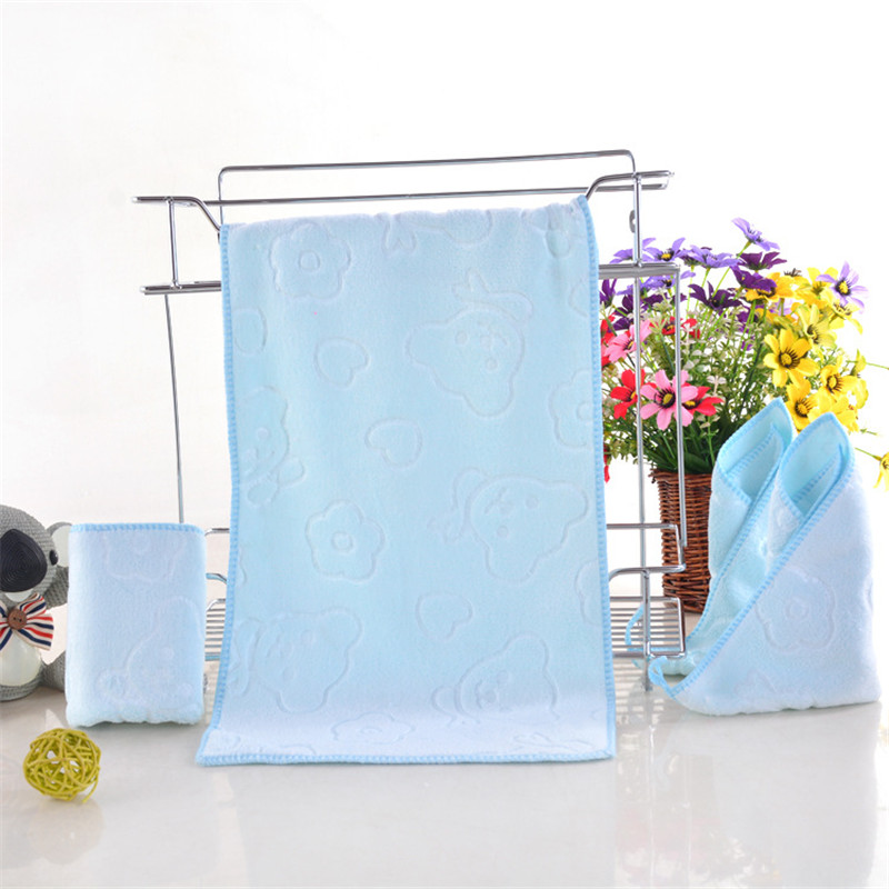 Microfiber embossed children's small towel 25x50cm soft plain promotional gift with cute animal baby towel