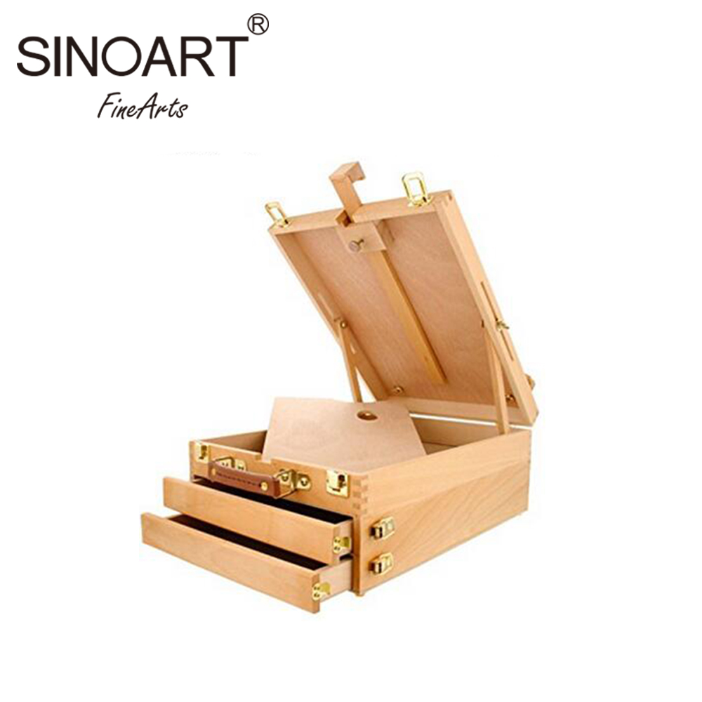 New Design Adjustable 3 Drawers Artist Wooden Box Easel For Painting Sketch