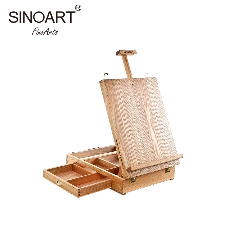 New Design Adjustable 3 Drawers Artist Wooden Box Easel For Painting Sketch