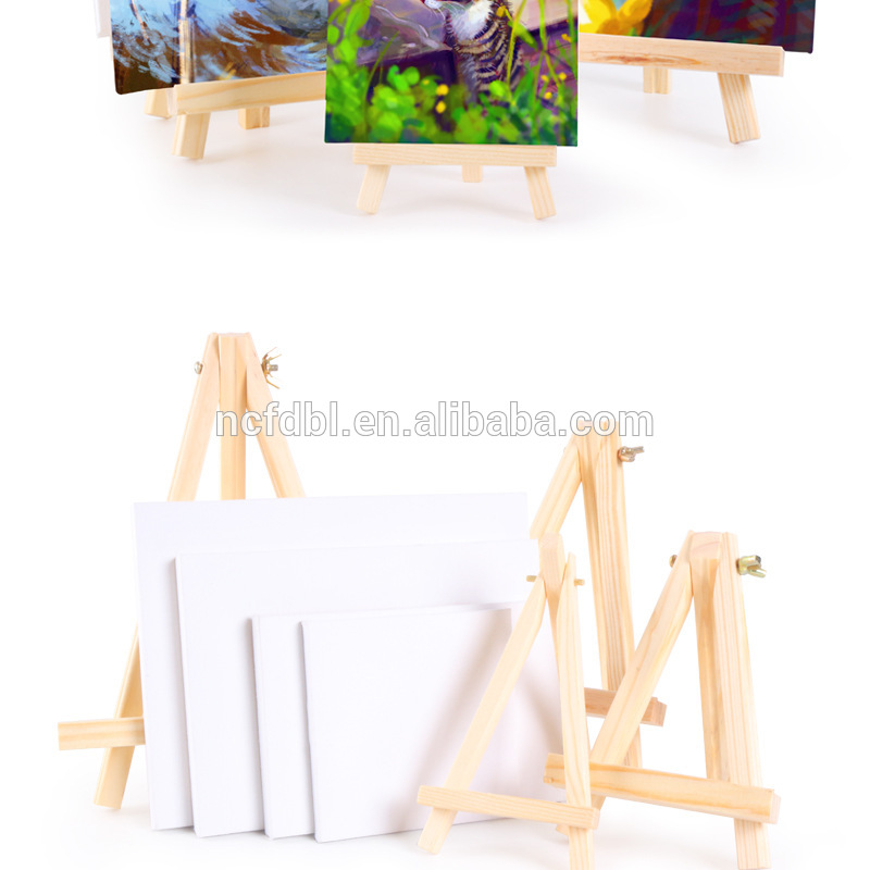Wooden 8x15cm mini art easle with 10x10cm mini canvas table easel for painting and phone