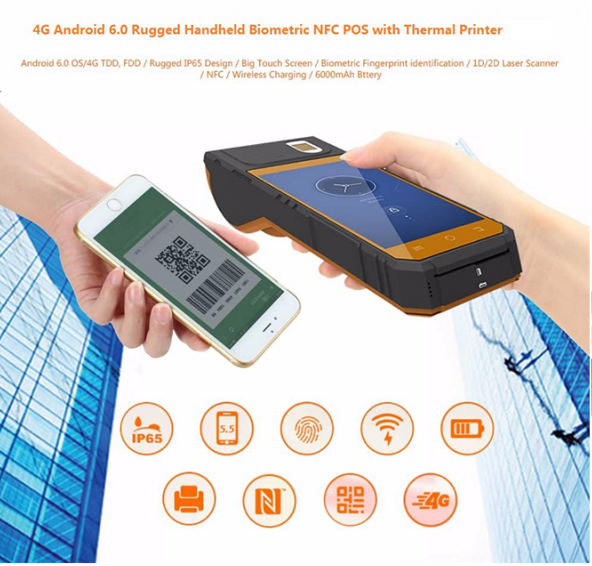 HF FP09 FBI certified 1D Laser Barcode Scanner NFC Android Mobile Handheld ISO7816 Chip Card Reader