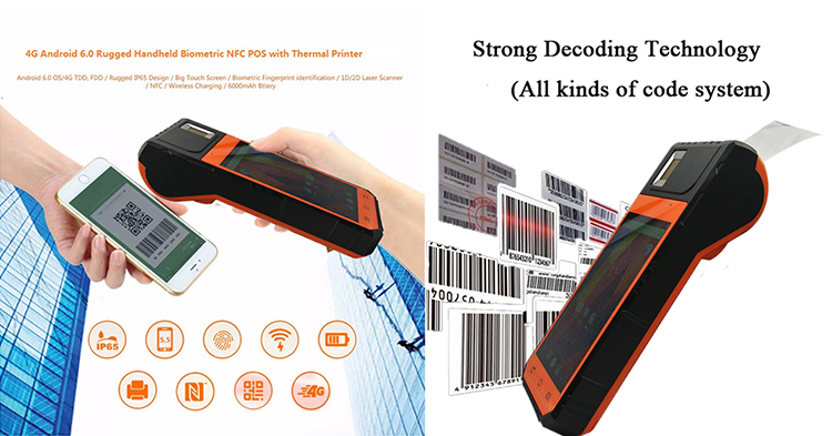 FP09 Cashier Equipment Wireless Charging Android Handheld Barcode Scanner