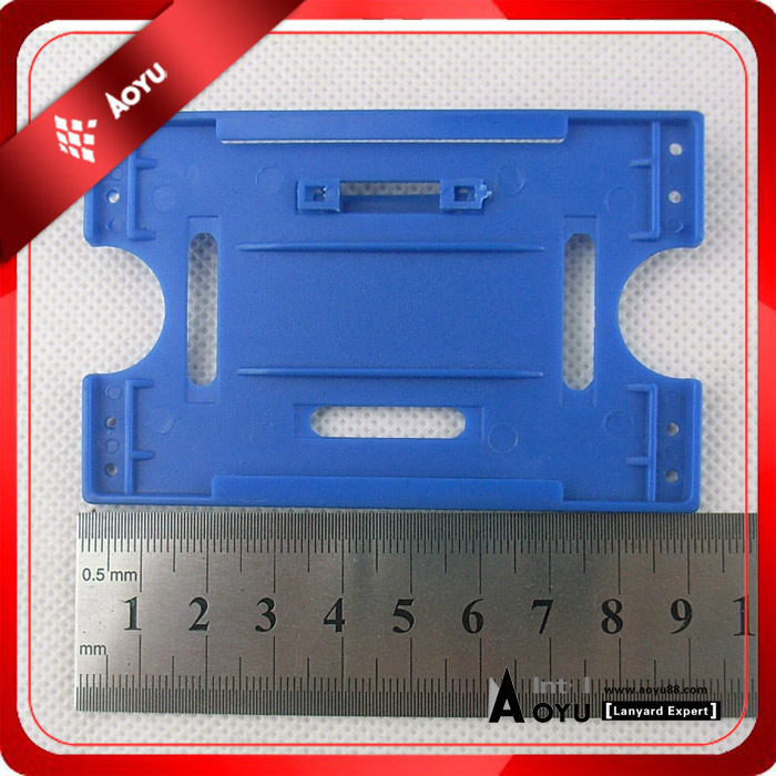 blue  color vertical plastic ID Card Holder for business name card