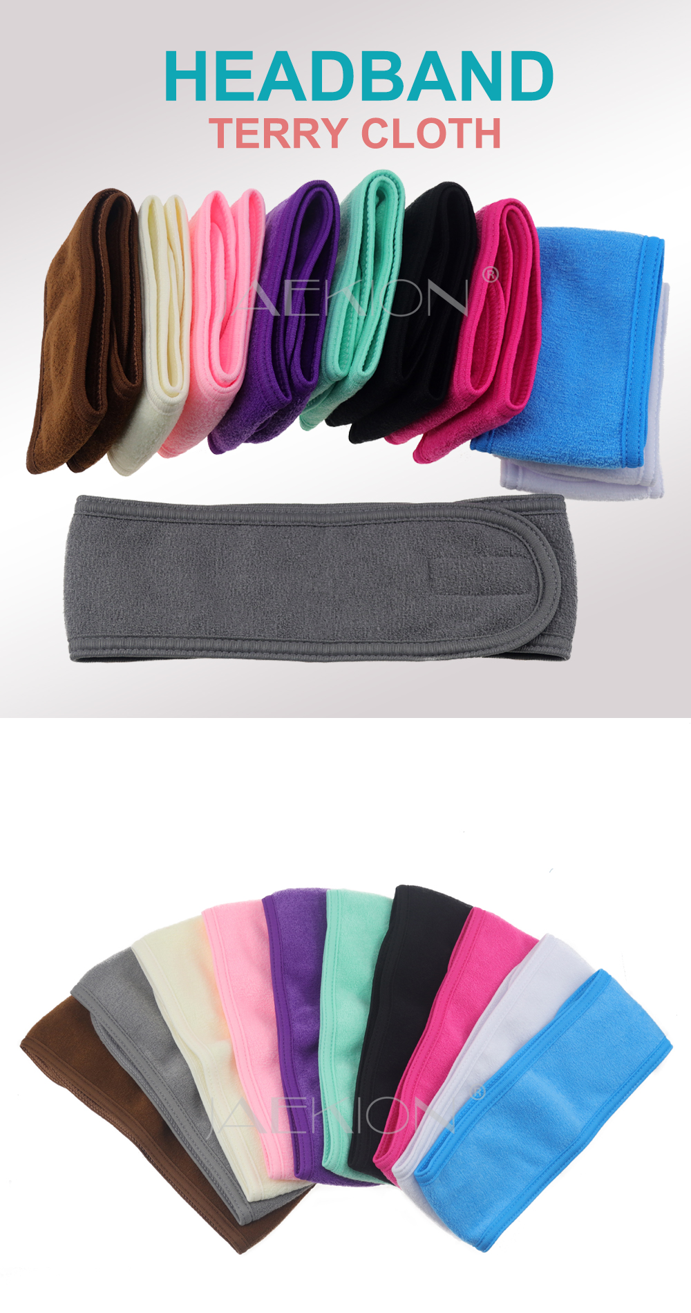 Wholesale 10 Colors Facial Hair Care Terry Cloth Headband Girl SPA Makeup Head Band Stretch Towel Wrap Headbands