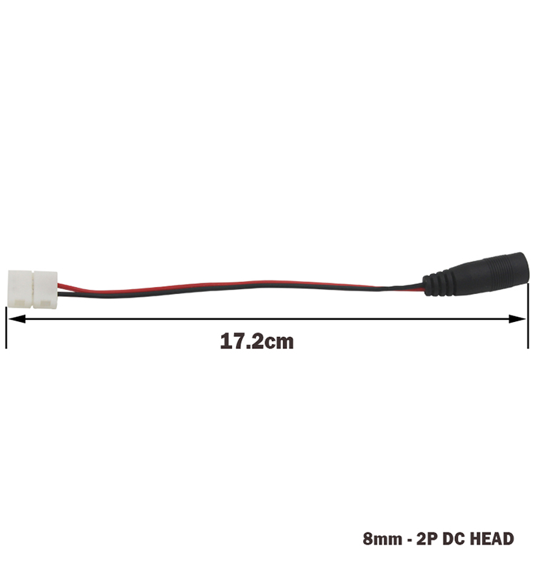 2 Pin 15cm-8mm Quick Connector To DC Female Adapter Cable For 3528 LED Light Strip Gapless Connector