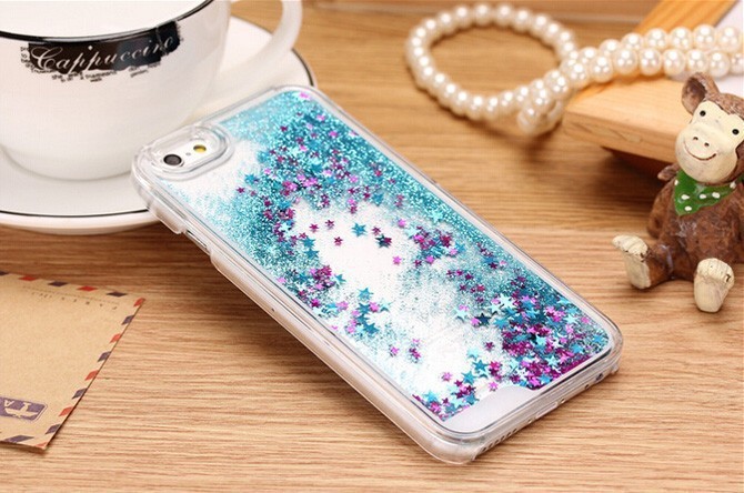 Hot Transparent Phone Case Glitter Stars Dynamic Liquid Quicksand Hard Case Back Cover For iPhone 6S 6