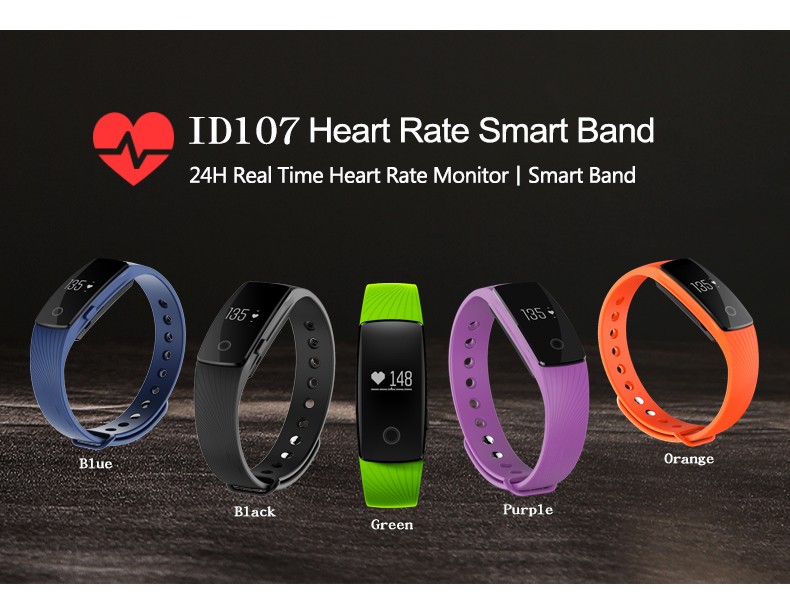 ID107 Smart Watch Bluetooth 4.0 Smart Bracelet Smart Band Heart Rate Monitor Wristband Fitness Tracker for Android IOS OEM