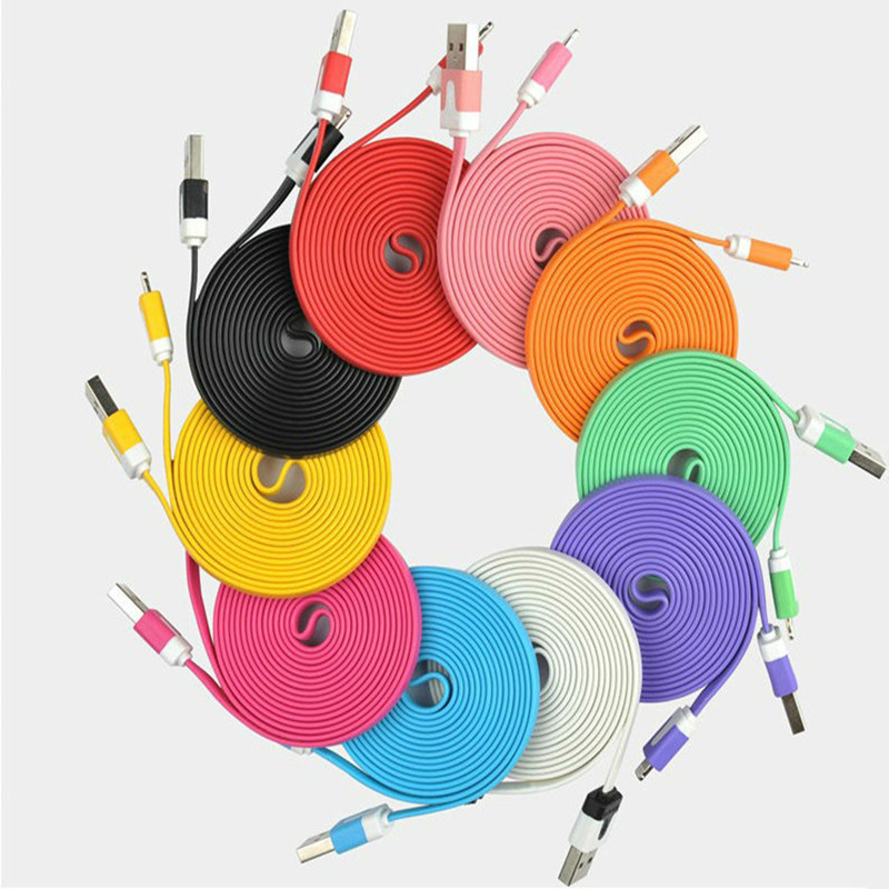 Noodle Fat Micro USB Data Cable for Samsung Galaxy, Data Charger Cable for iPhone 4 5 6 6plus