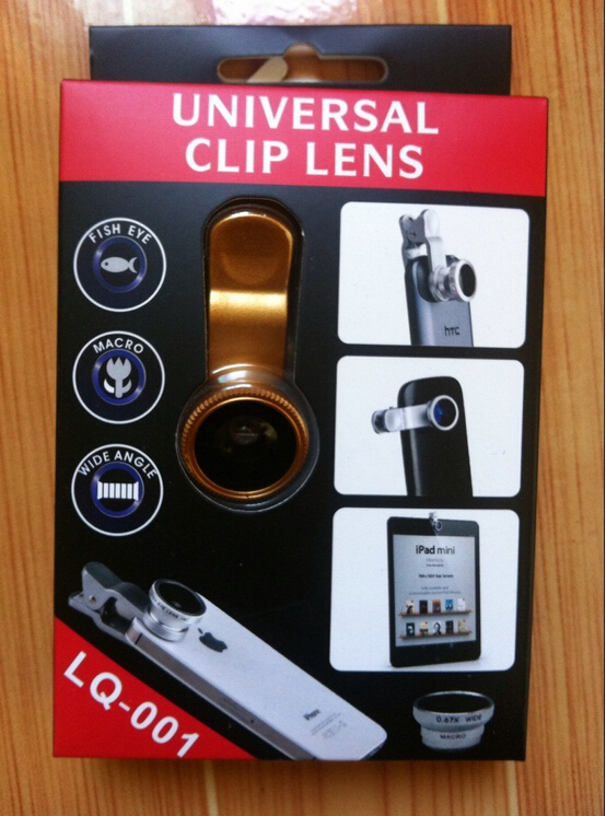 Universal Clip Fisheye Wide Angle Macro 3 in 1 Lens for Mobile Phone Camera