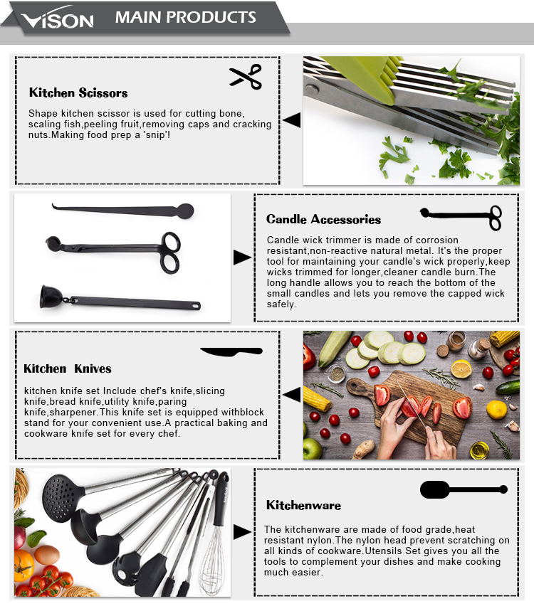 Multi-function professional kitchen scissor 5 blades herb scissor with vegetables peeler set